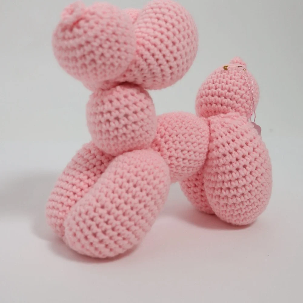 Pink crocheted Balloon Dog Decor - Picture 2 of 2
